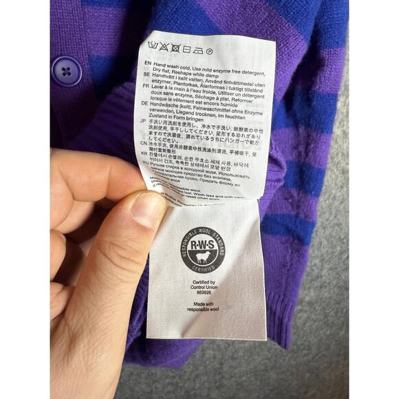 Acne Studios Womens Purple Blue Kimano Striped Oversized Wool Cardigan - Small - Picture 8 of 10